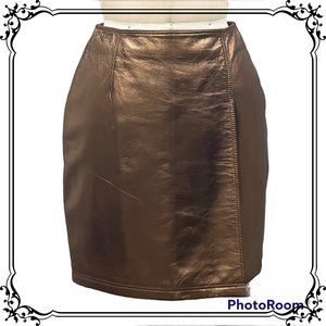 ISTANTE by Versace Copper Metallic Leather Skirt - Size 6 US / Italy 42